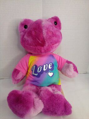 Build A Bear Purple Pink Frog Love Rainbow Shirt Ribbit Sound Stuffed Plush